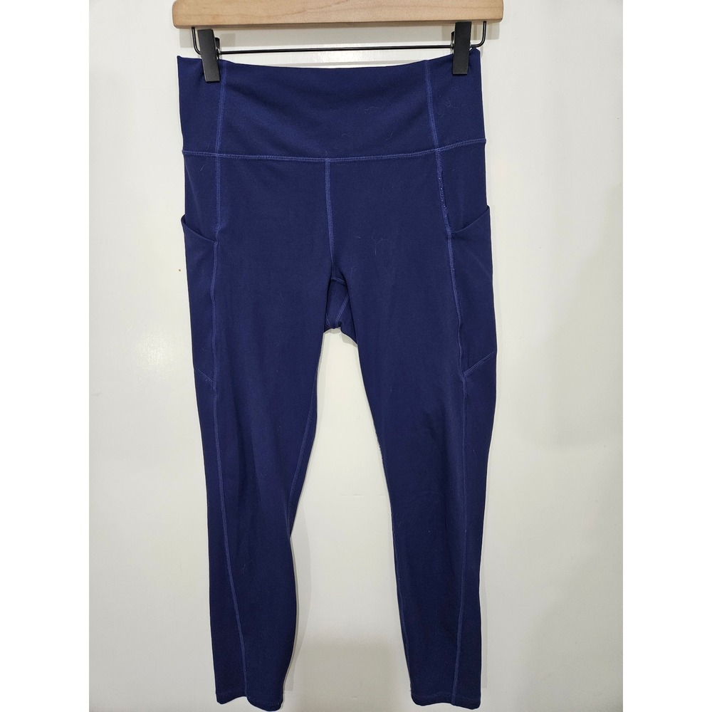 Fabletics Navy Blue High Waisted Pocket Leggings Womens 7/8 Length Athletic Tigh